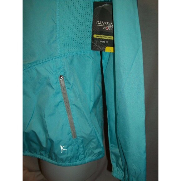 Danskin Womens Full Zip Hoodie Athletic Track Jacket Blue Neon Size 12-14 Large - Picture 8 of 11